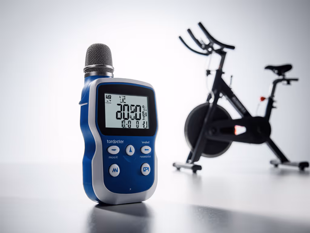 decibel_meter_next_to_stationary_bike_during_test